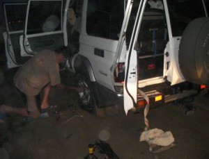 6.30h in the morning Bulldog’s rear tyre burst