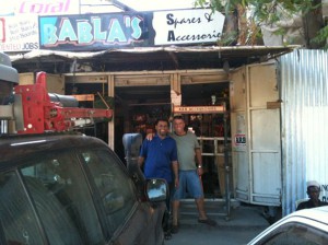 Willy’s new friend in Dar es Salaam – Babla the shock and spring specialist…..