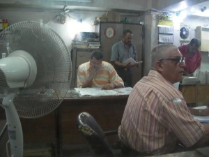 A ventilator cooling the heads for those in charge of cross word puzzles